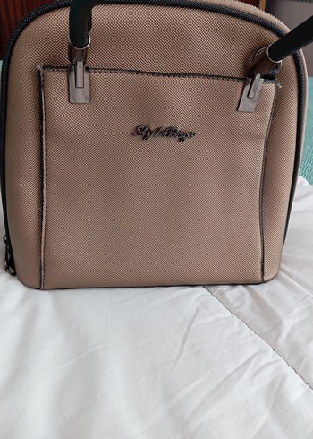 Bej Kadın Deri Fermuarlı Çanta - Görsel 2