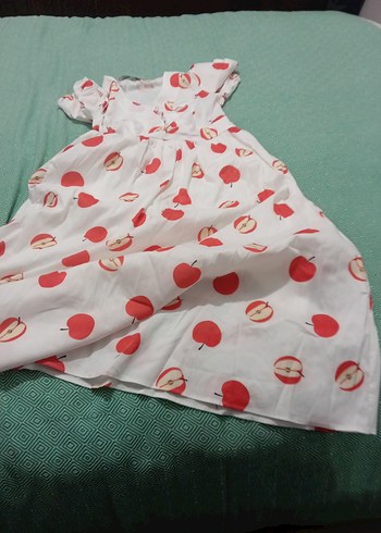 Kız Çocuk Beyaz Elma Desenli Bohem Elbise - Görsel 2