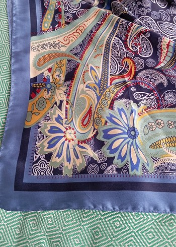 Kadın Çok Renkli Bohem İpek Şal - Görsel 2