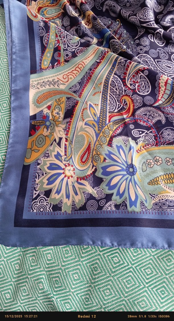 Kadın Çok Renkli Bohem İpek Şal - Görsel 2