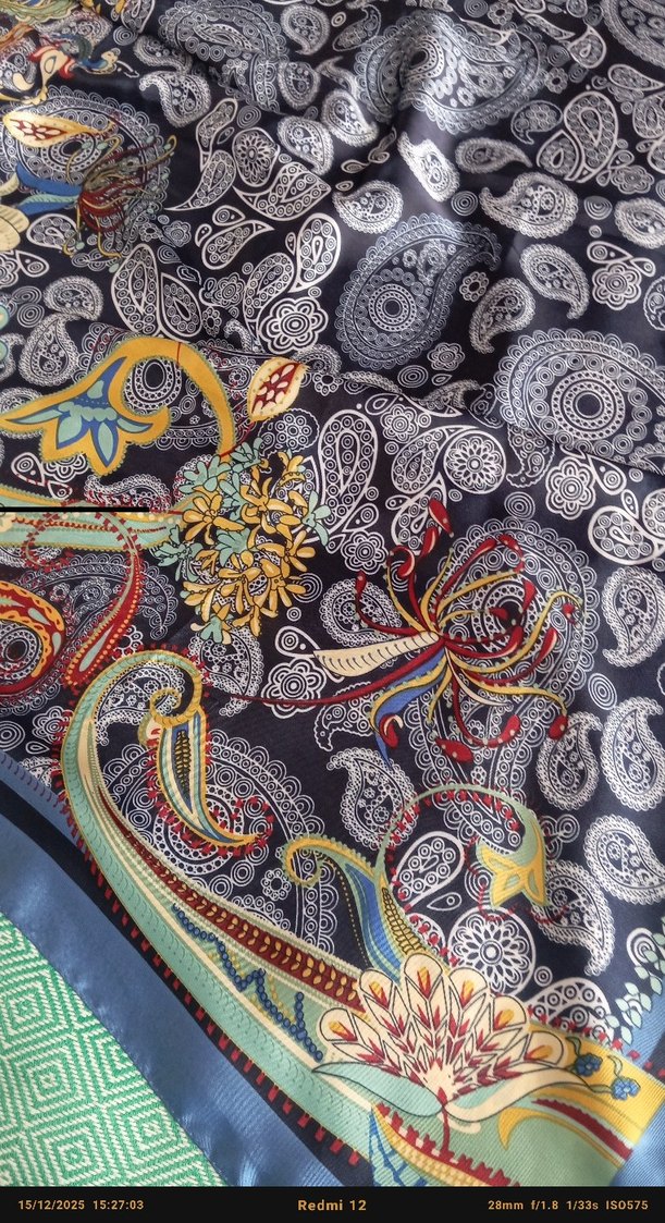 Kadın Çok Renkli Bohem İpek Şal - Görsel 5