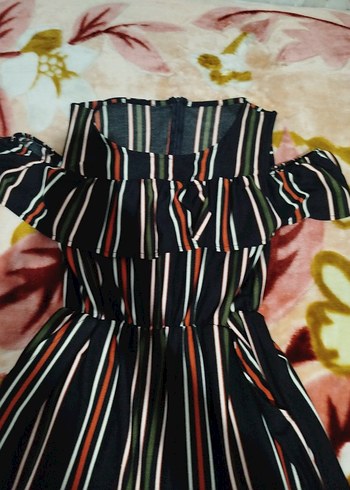 Kadın Çok Renkli Çizgili kapri Tulum likrali sifir urun - Görsel 2