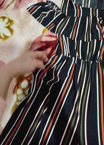 Kadın Çok Renkli Çizgili kapri Tulum likrali sifir urun - Görsel 3