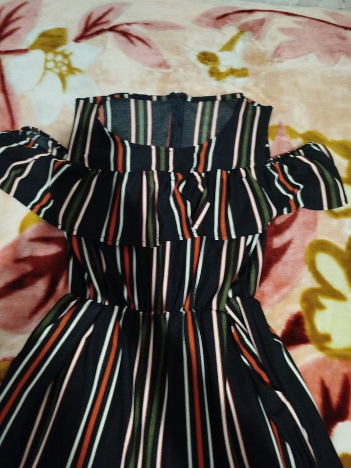 Kadın Çok Renkli Çizgili kapri Tulum likrali sifir urun - Görsel 2