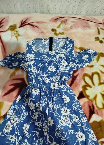 Mavi Çiçek Desenli kapri tulum likrali sifir urun - Görsel 2