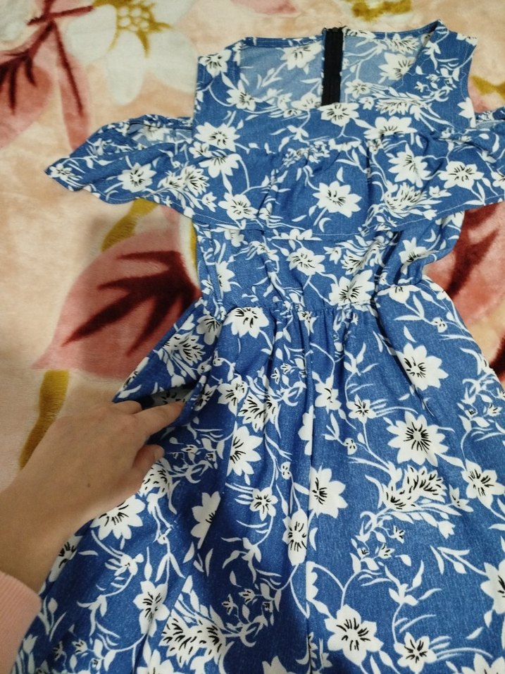 Mavi Çiçek Desenli kapri tulum likrali sifir urun - Görsel 3