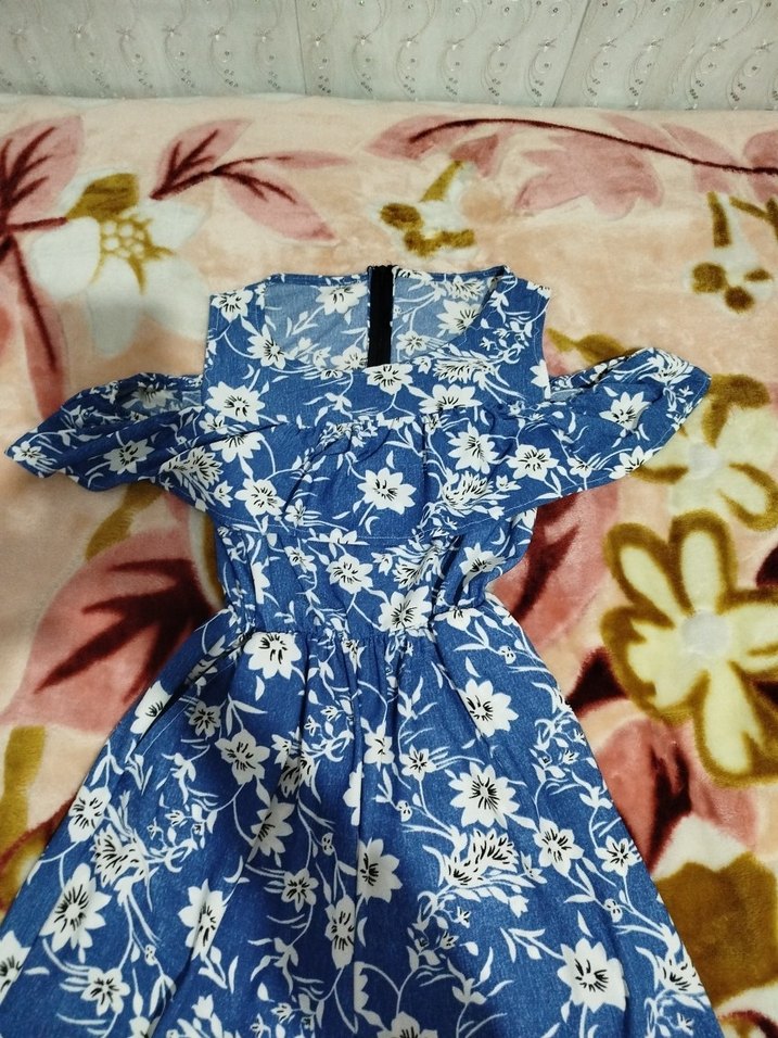 Mavi Çiçek Desenli kapri tulum likrali sifir urun - Görsel 2