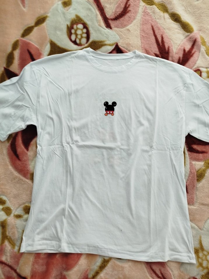 kadin Beyaz Baskılı Pamuk Tişört - Görsel 2