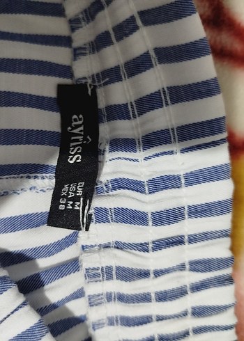 Mavi Çizgili Salaş Kadın Kumaş Pantolon m beden - Görsel 3