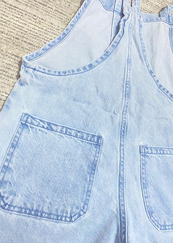 Mavi Mini Şort Tulum - Görsel 5