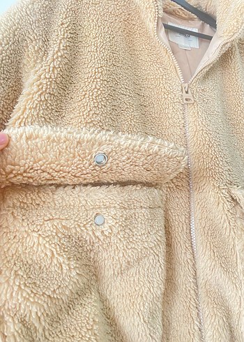 Pull Bear Bej Peluş Ceket - Görsel 4