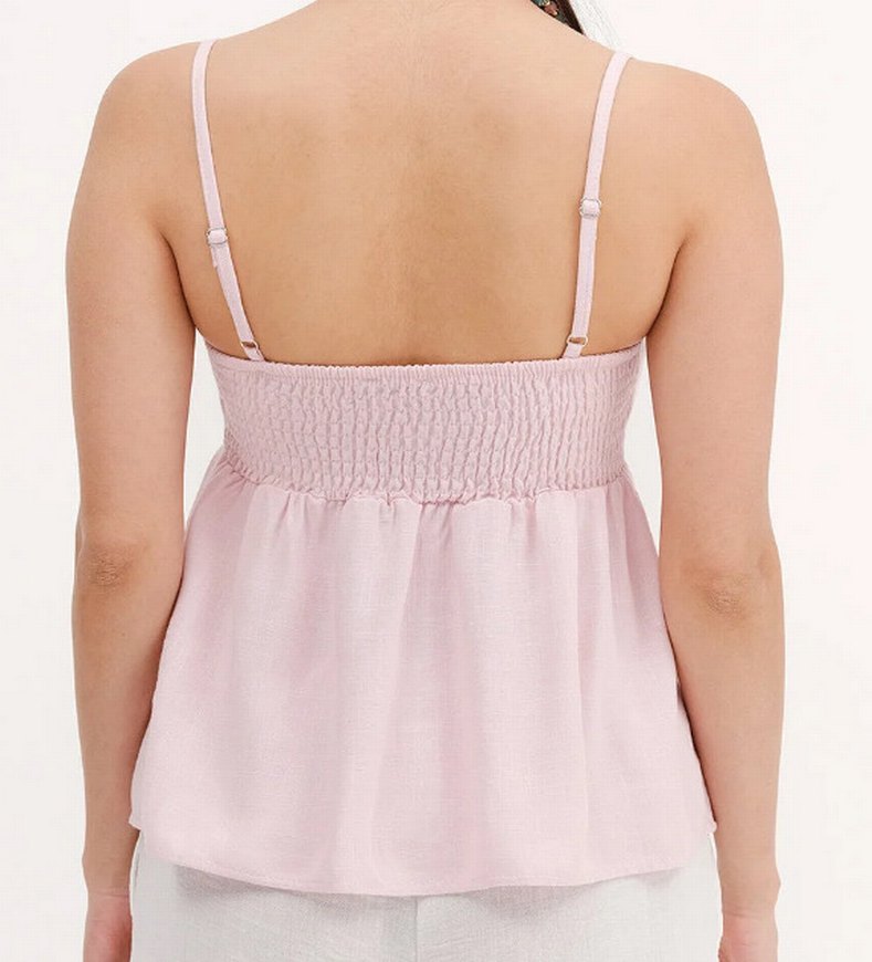 Pudra Pembe Keten Bluz - Görsel 3