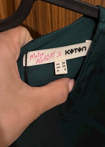 Etiketli Yeşil Kadın Saten Bluz - Görsel 3