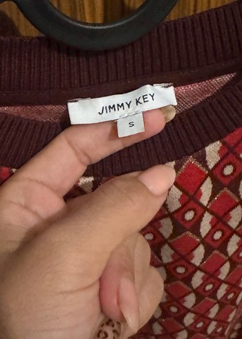 Bordo Desenli Kadın Triko Kazak - Görsel 2