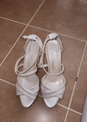Beyaz Kadın yüksek Topuklu Düğün Ayakkabısı - Görsel 2