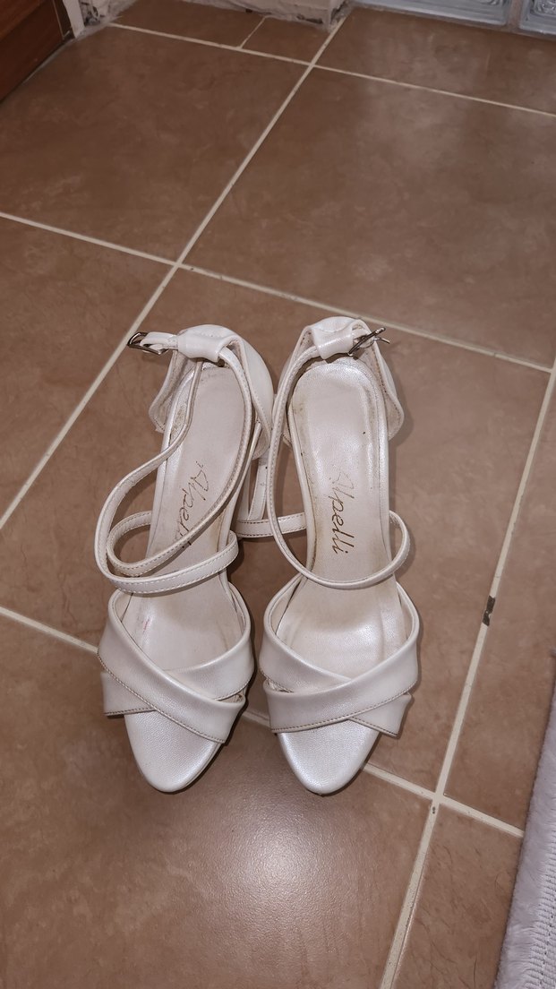 Beyaz Kadın yüksek Topuklu Düğün Ayakkabısı - Görsel 2