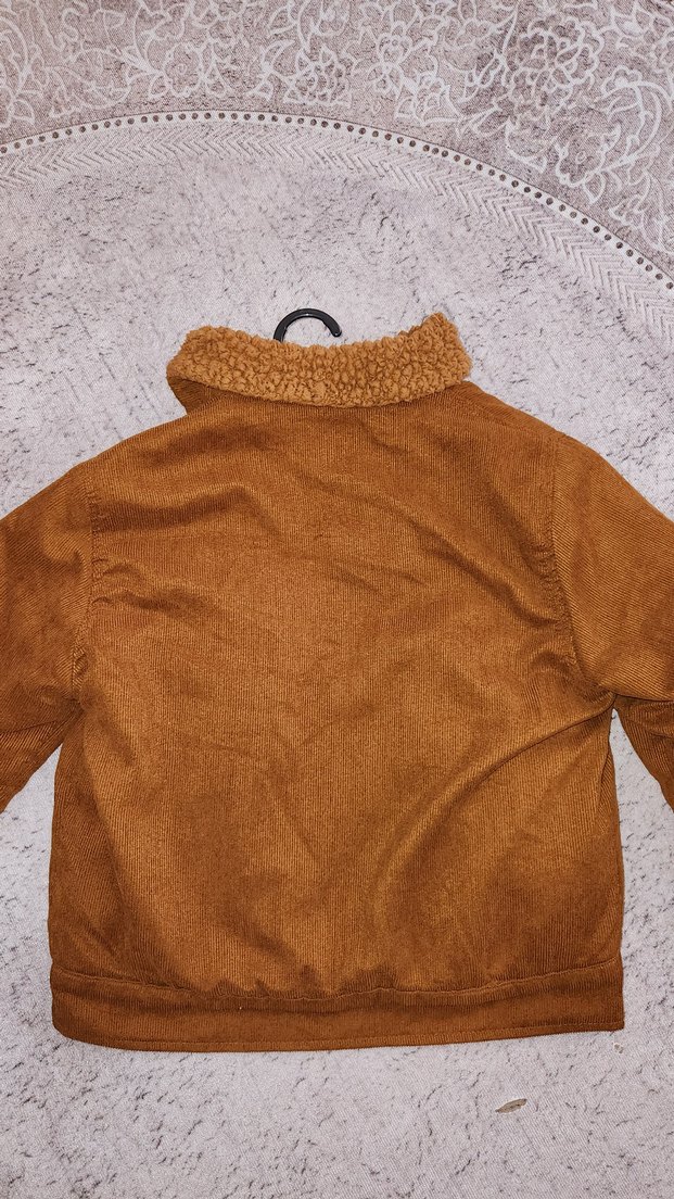 Düğmeli Kadın Kısa Süet Kışlık Ceket - Görsel 3