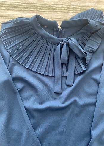 Mavi Piliseli Tunik, Uzun Kollu, Salaş - Görsel 3