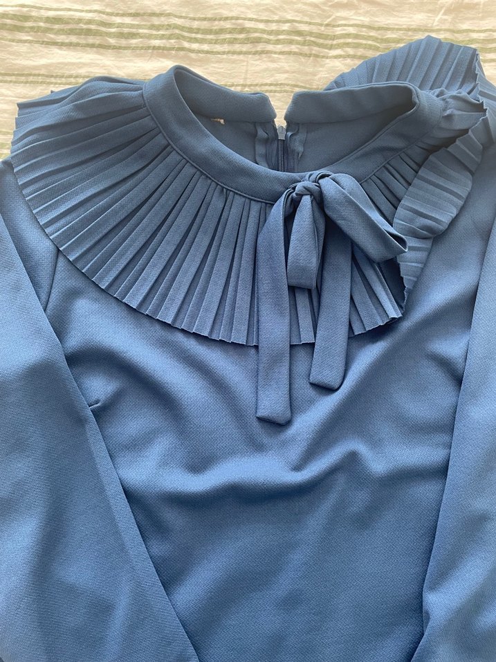 Mavi Piliseli Tunik, Uzun Kollu, Salaş - Görsel 3