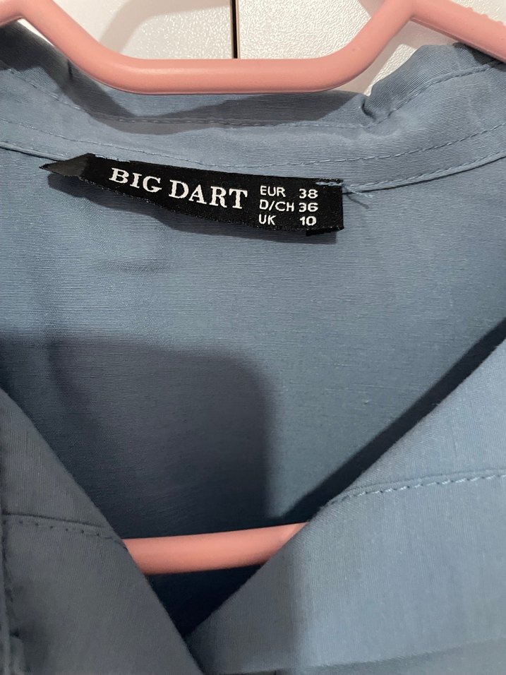 Mavi Düğmeli Kadın Uzun Kollu Gömlek - Görsel 2