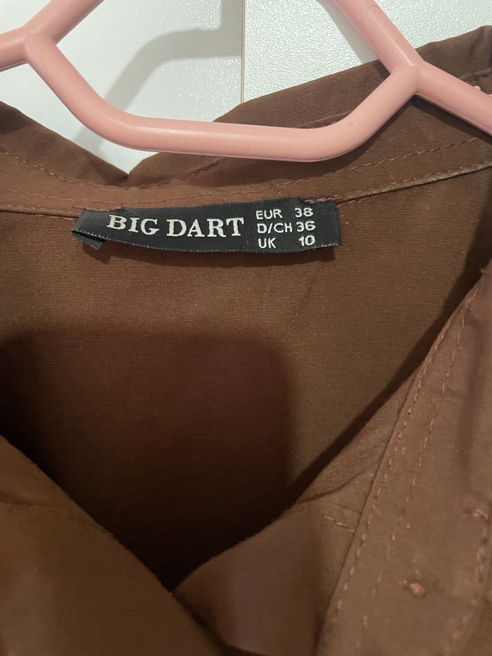 Düğmeli Kahverengi Kadın Gömlek - Görsel 2