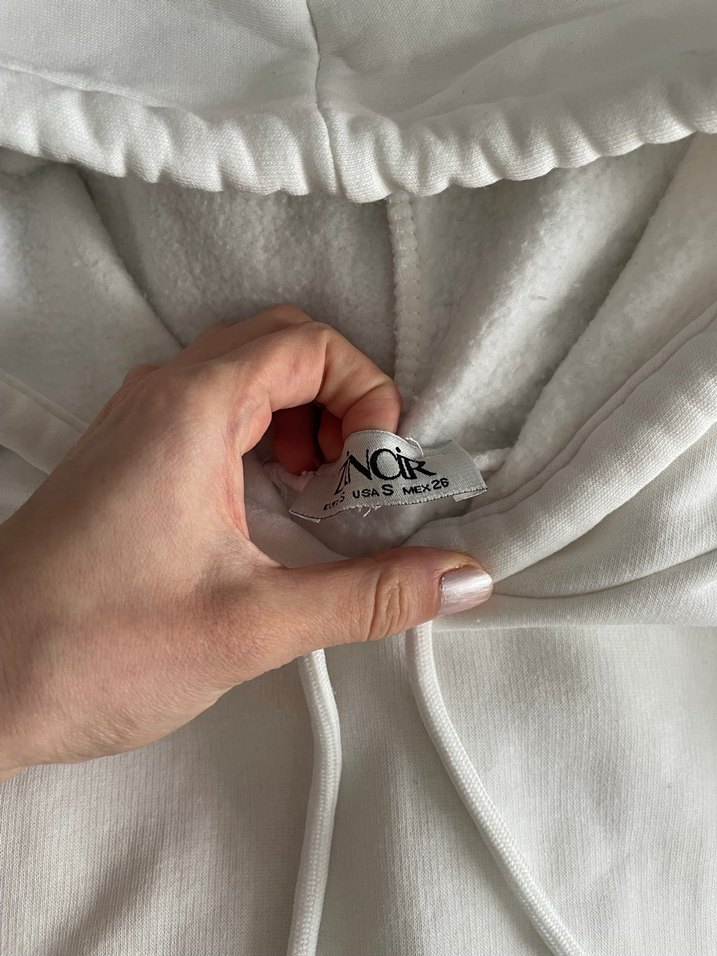 Beyaz Kapüşonlu Kadın Sweatshirt - Görsel 3