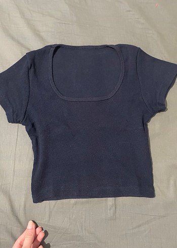 Lacivert Kadın Basic Crop Top - Görsel 2