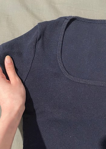 Lacivert Kadın Basic Crop Top - Görsel 3