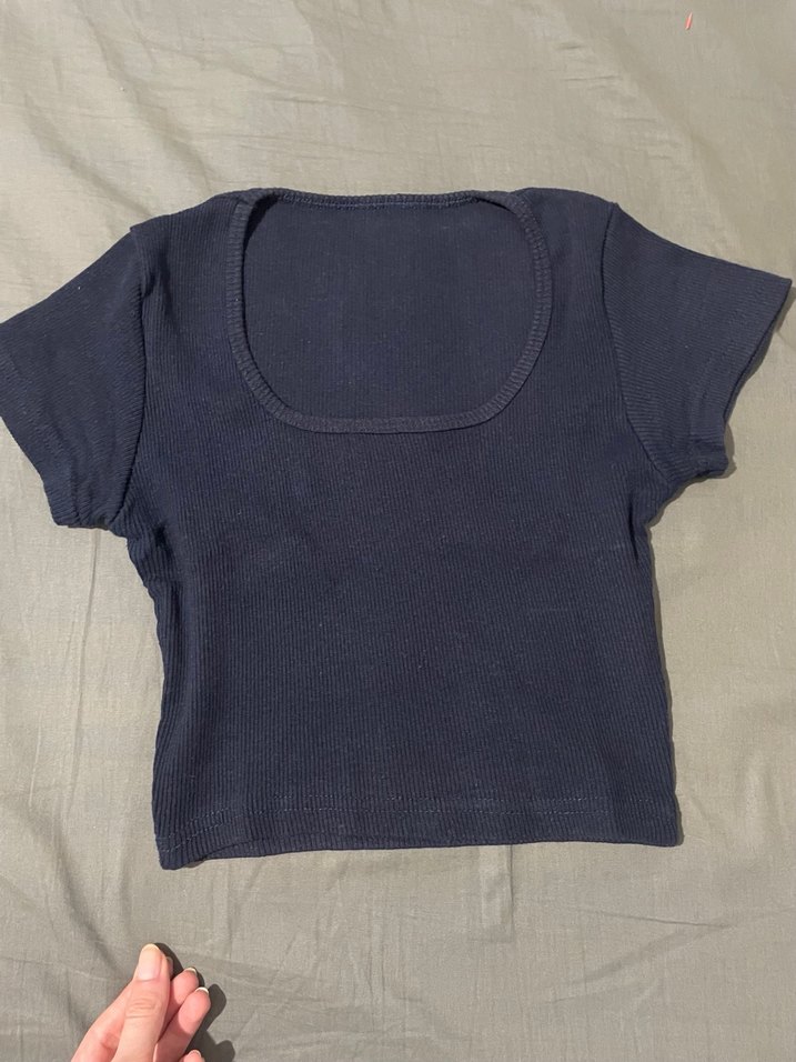 Lacivert Kadın Basic Crop Top - Görsel 2