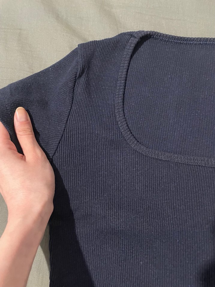 Lacivert Kadın Basic Crop Top - Görsel 3