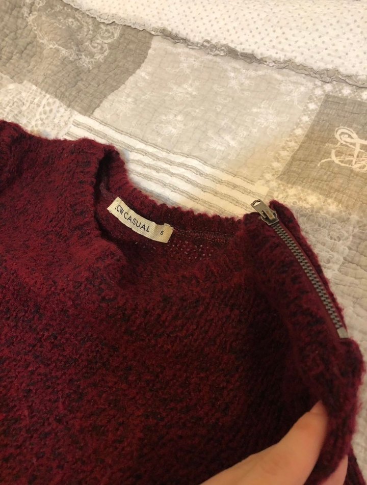Bordo Kadın  Triko Kazak - Görsel 2