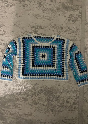 Bohem Çok Renkli Örgü Kadın Kazak - Görsel 2