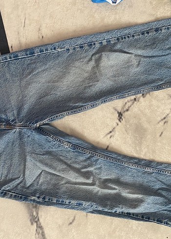 Düğmeli Gri Bol Kesim Midi Kadın Kot Pantolon - Görsel 2