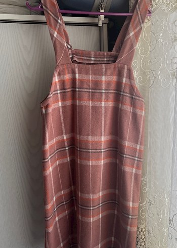 Kızlar için Ekose Desenli Kahverengi Tulum - Görsel 3