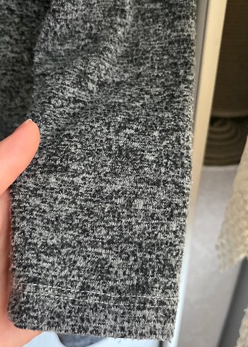 Gri V Yaka Uzun Kollu Triko Elbise - Görsel 5