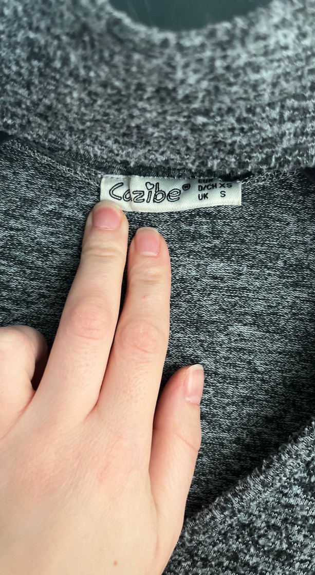 Gri V Yaka Uzun Kollu Triko Elbise - Görsel 3