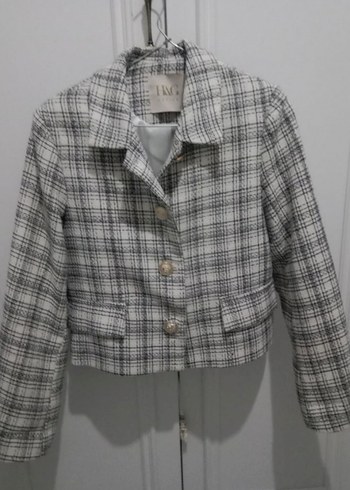 Gri Mini Düğmeli Kadın Ceket - Görsel 2