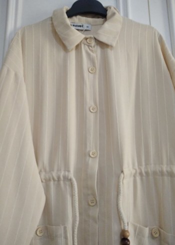 Bej Uzun Kollu Düğmeli elbise - Görsel 4