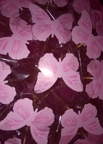 Pembe Kelebek özel çiçek buketi, LED'li - Görsel 2