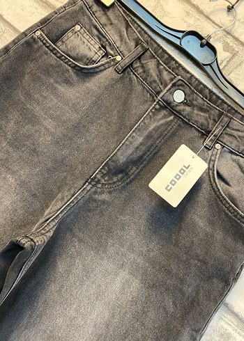 Siyah Bol Kesim Midi Kot Pantolon - Görsel 2