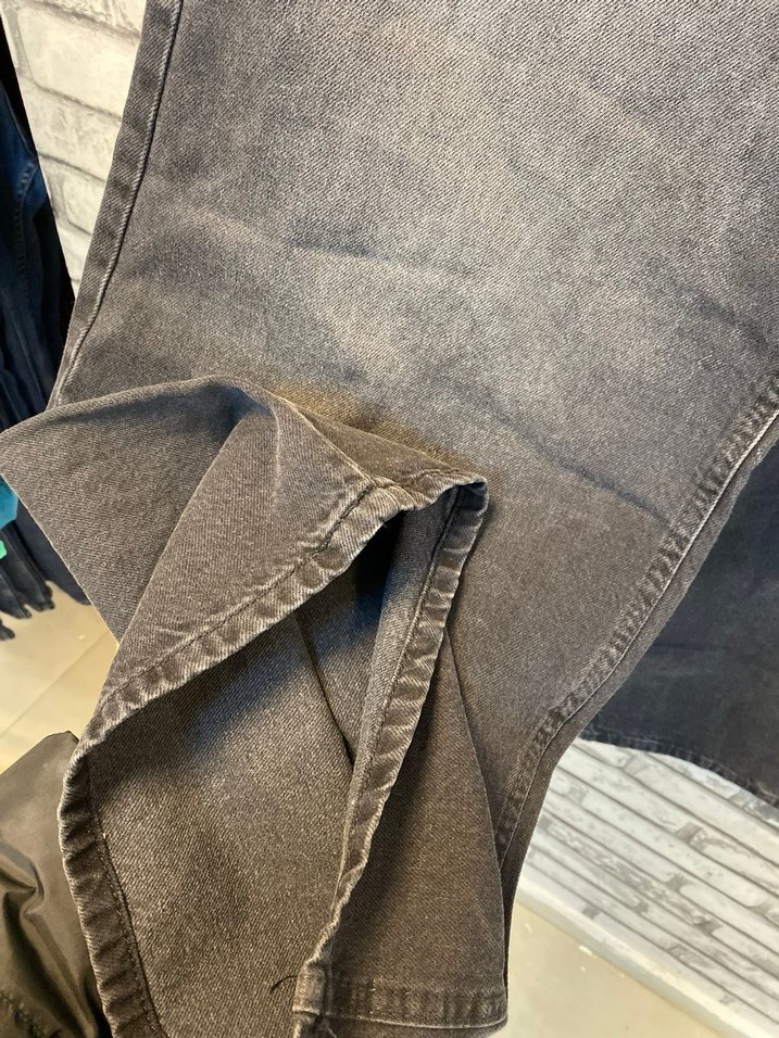 Siyah Bol Kesim Midi Kot Pantolon - Görsel 3