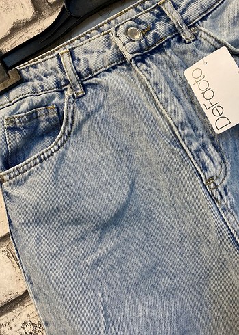 Geniş Kesim Bağlamalı Midi Kot Pantolon her bedeni mevcuttur - Görsel 2