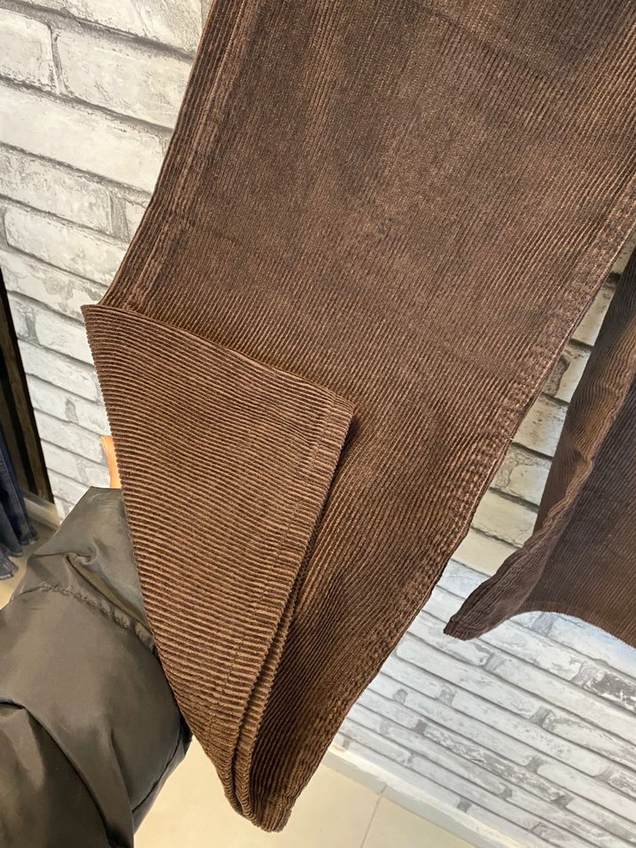 Kahverengi Süet Bol Kesim Kadın Pantolon - Görsel 3