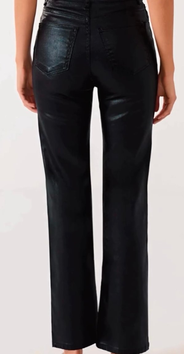 Siyah Deri Midi Kadın Pantolon - Görsel 2