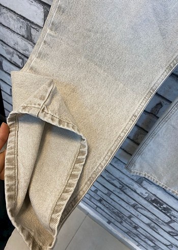 Bej Renkli Salaş Kadın Midi Kot Pantolon - Görsel 3