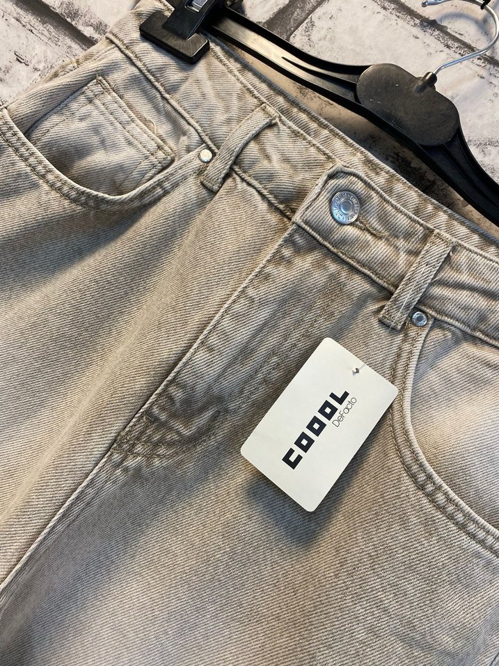 Bej Renkli Salaş Kadın Midi Kot Pantolon - Görsel 2