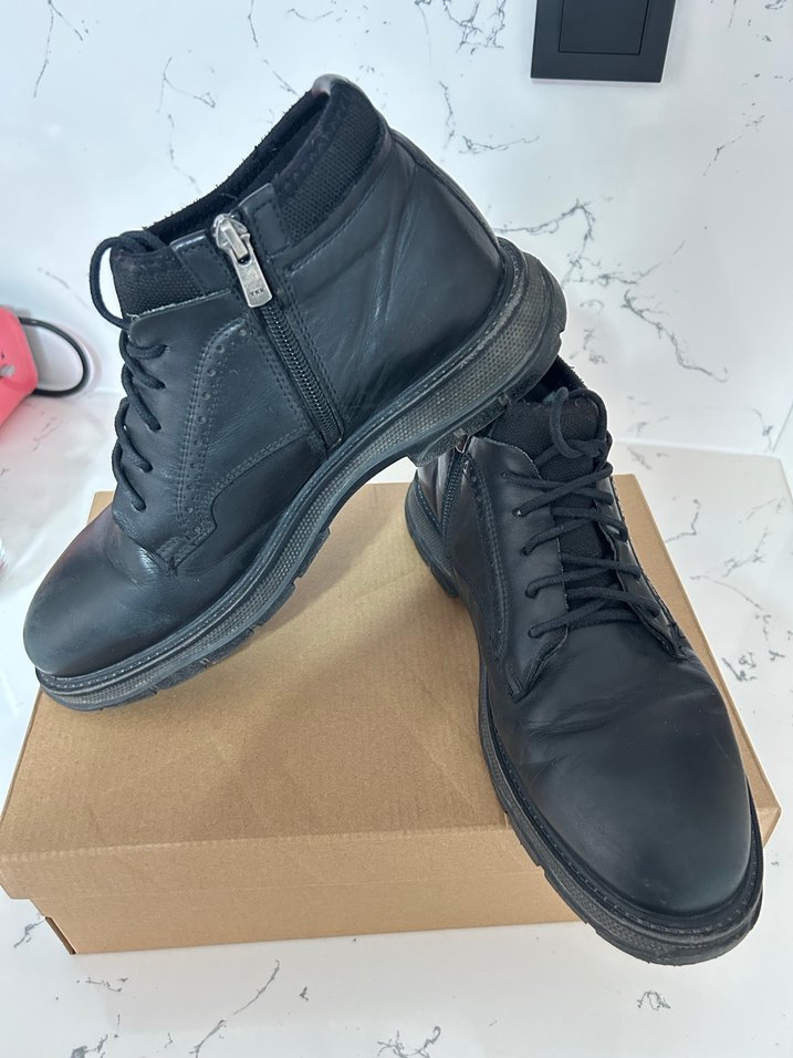 Siyah Bağcıklı Erkek Ofis Botları - Görsel 2