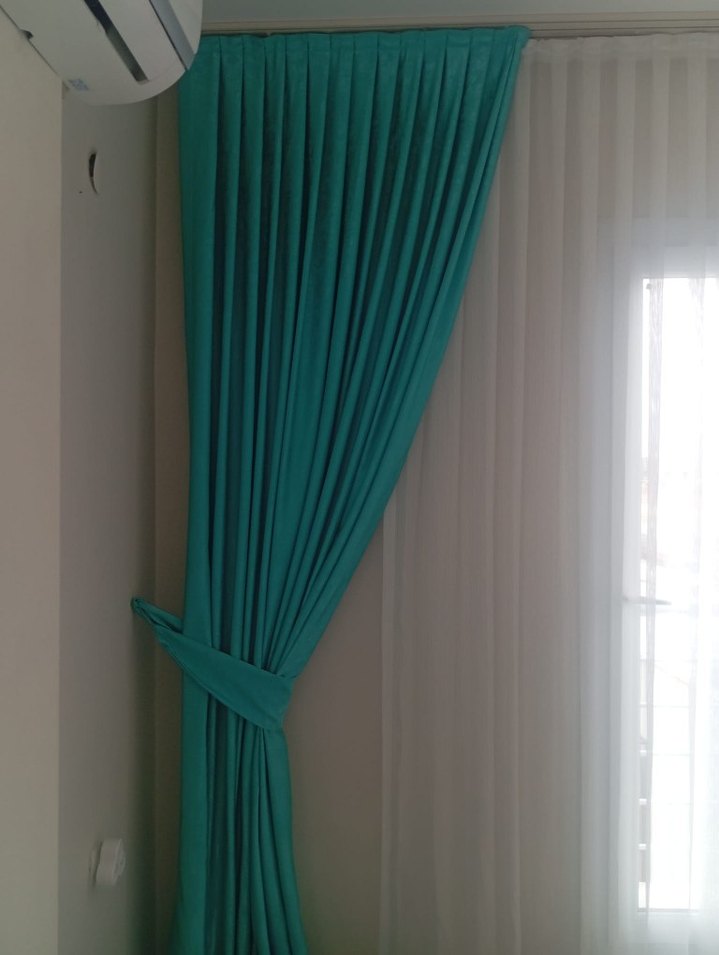 Modern Klasik Turkuaz Fon Perde - Görsel 2