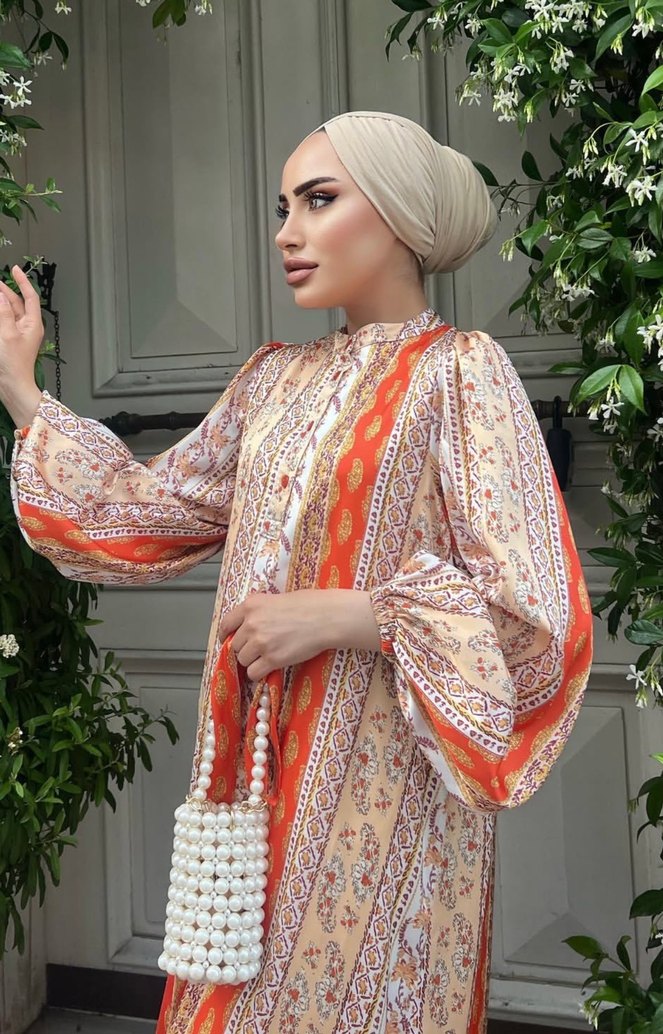 Bohem Çok Renkli Uzun Kollu Uzun Elbise - Görsel 2