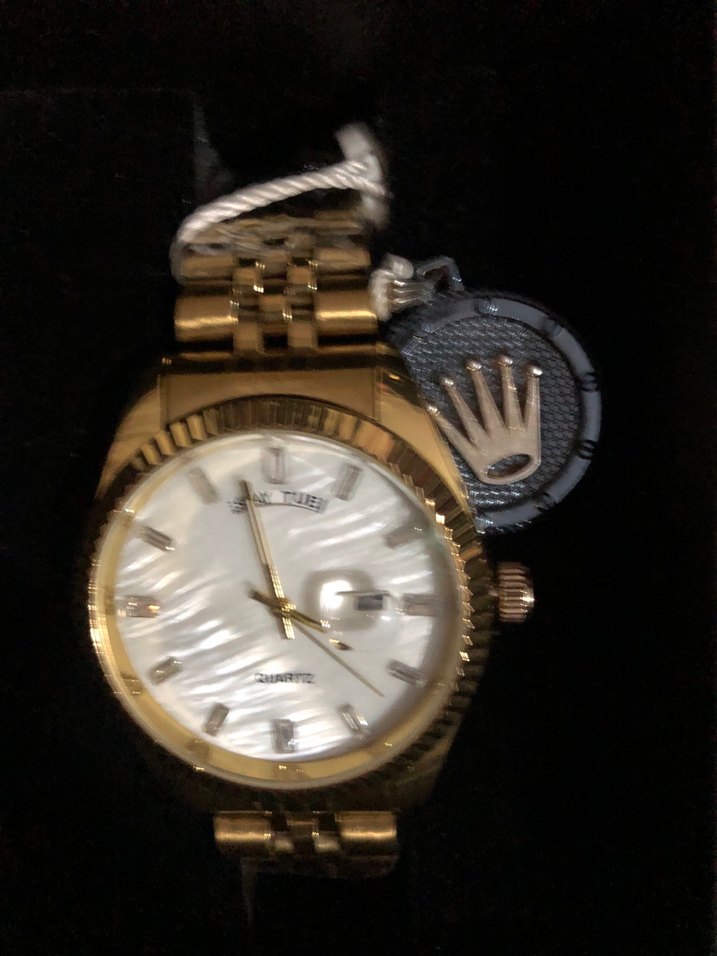 Altın Renk Modern Klasik Erkek Saati Sedef Kadran üstten takvim - Görsel 3